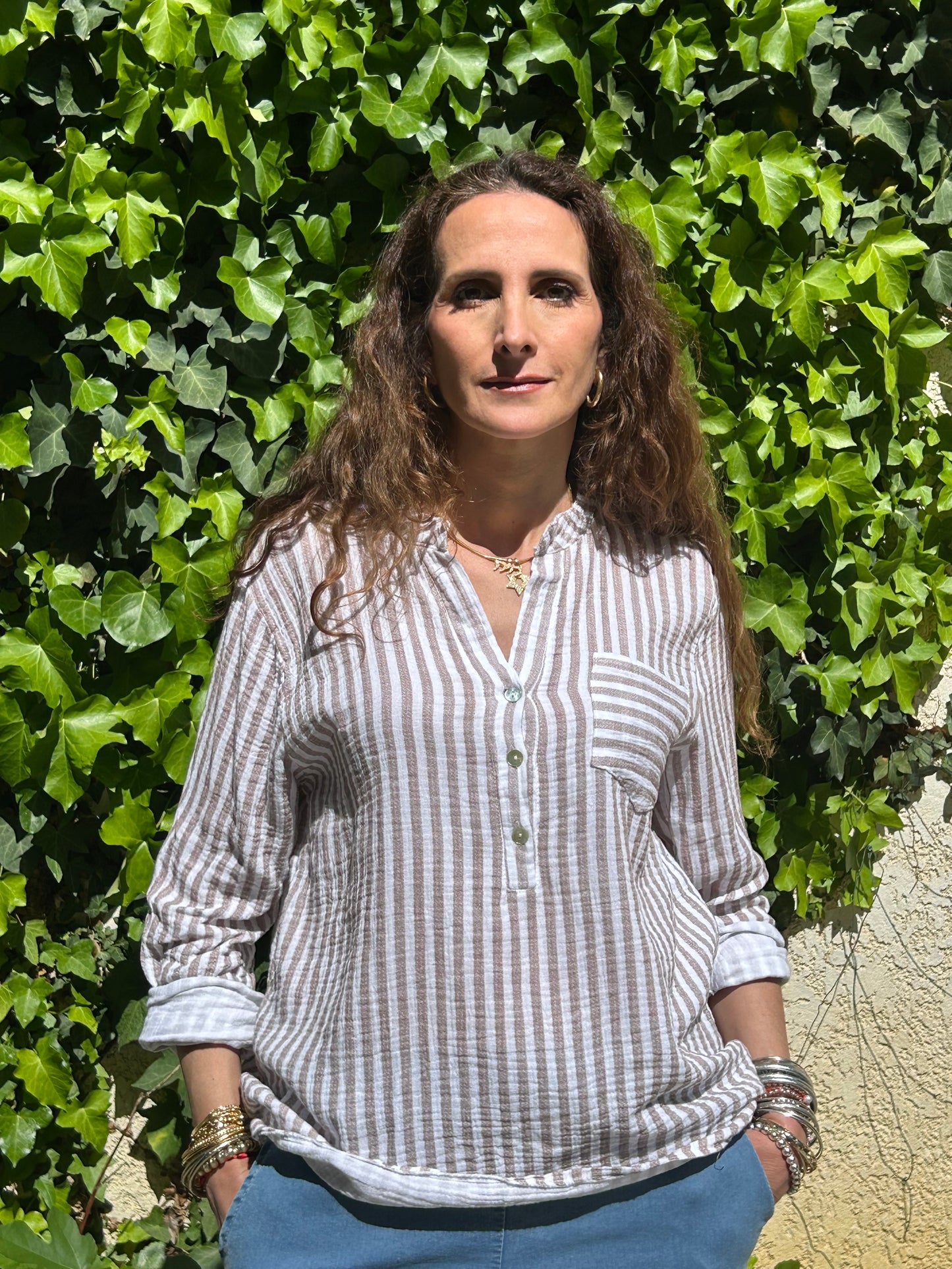 Chemise rayure une poche jeanne