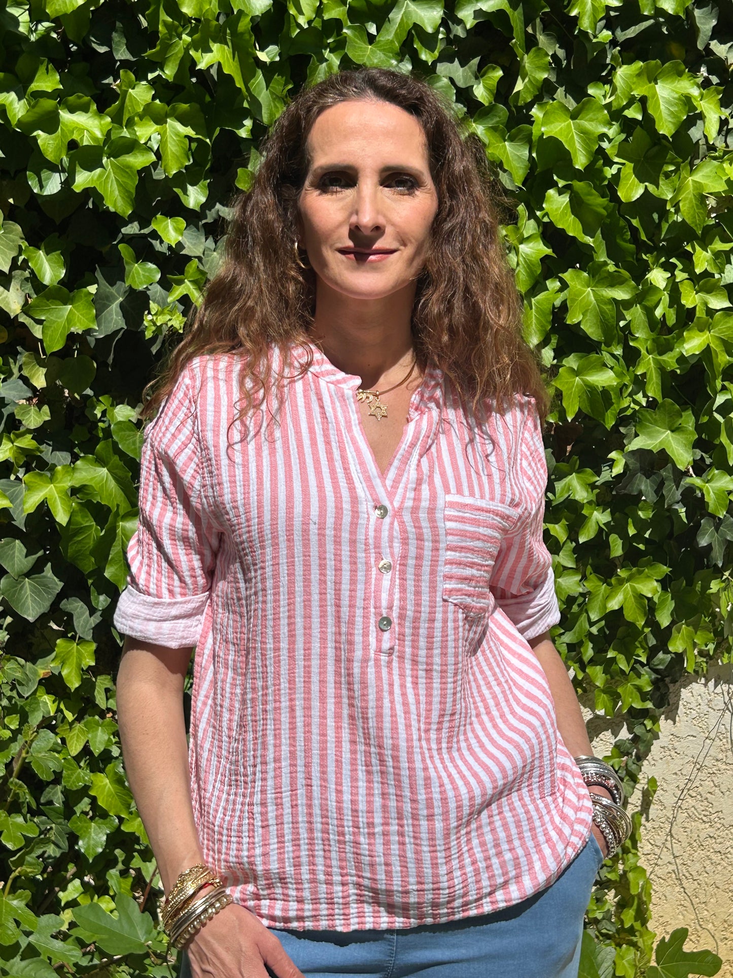 Chemise rayure une poche jeanne