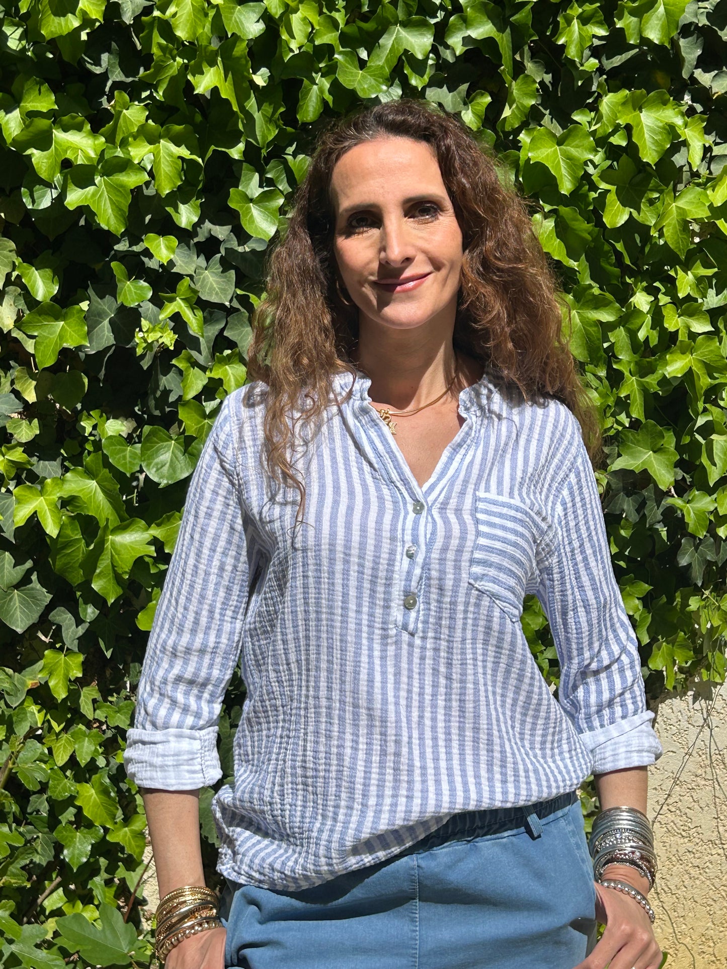 Chemise rayure une poche jeanne