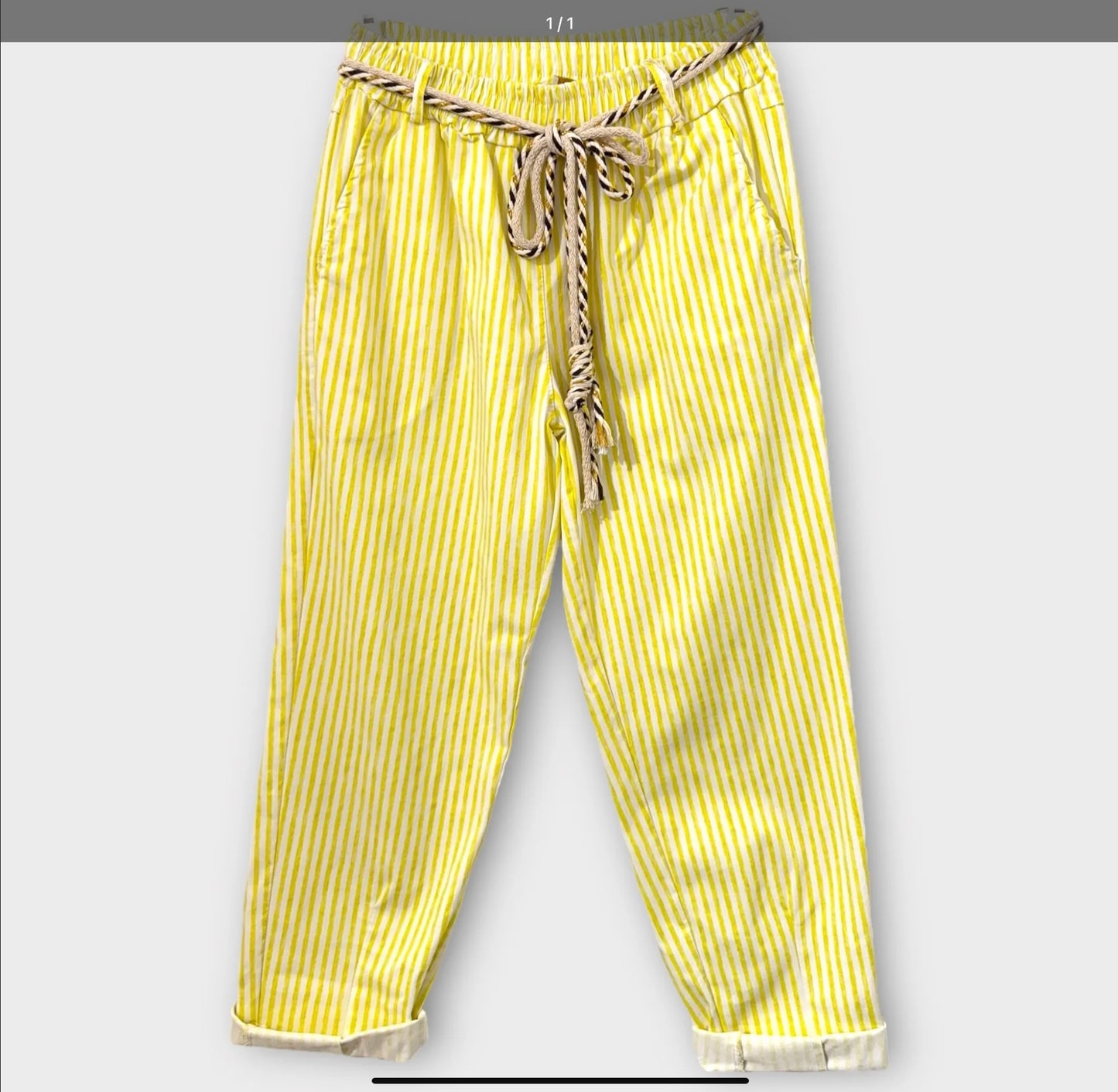 Pantalon rayé ceinture corde Nina